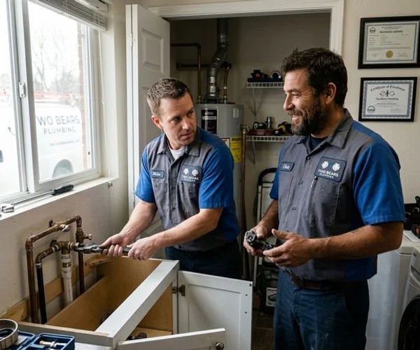 Mike Dawson and Chris Valdez, founders of Two Bears Plumbing